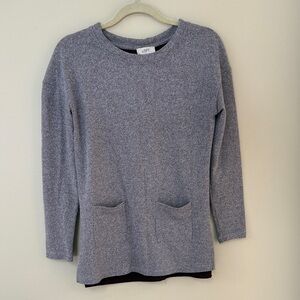 LOFT Heather Purple Knit Top with Front Pockets
